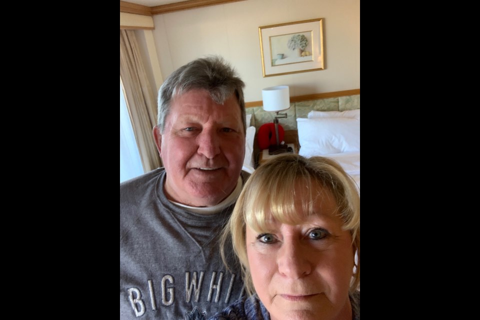 Callander's Steve and Trudy Clement  are being quarantined for 14 days on a cruise ship off the coast of Japan after some passengers tested positive for the  coronavirus.
Photo courtesy Trudy Clement