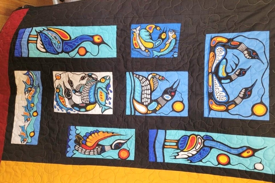 A view of the Healing Waters quilt by artist Mark Anthony Jacobson