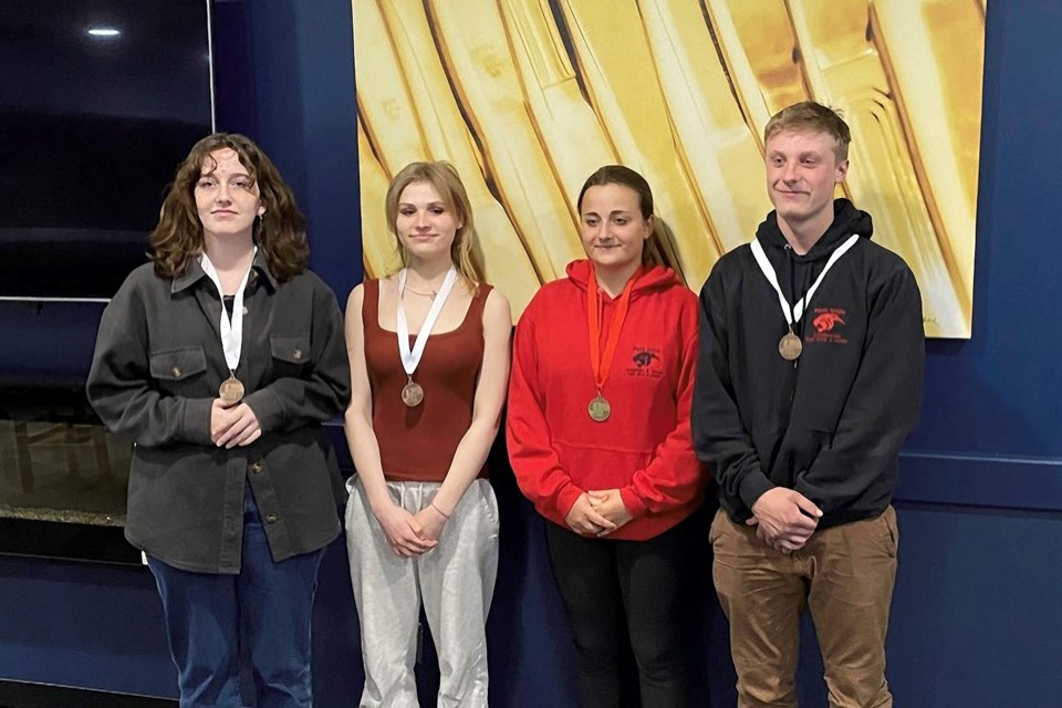 PSHS students (L-R) Reese Norrie, Ola Tarko, Lily Stiles and Brad Spooner all won
medals and qualified for the provincial championships at the recent Skills Ontario competition.