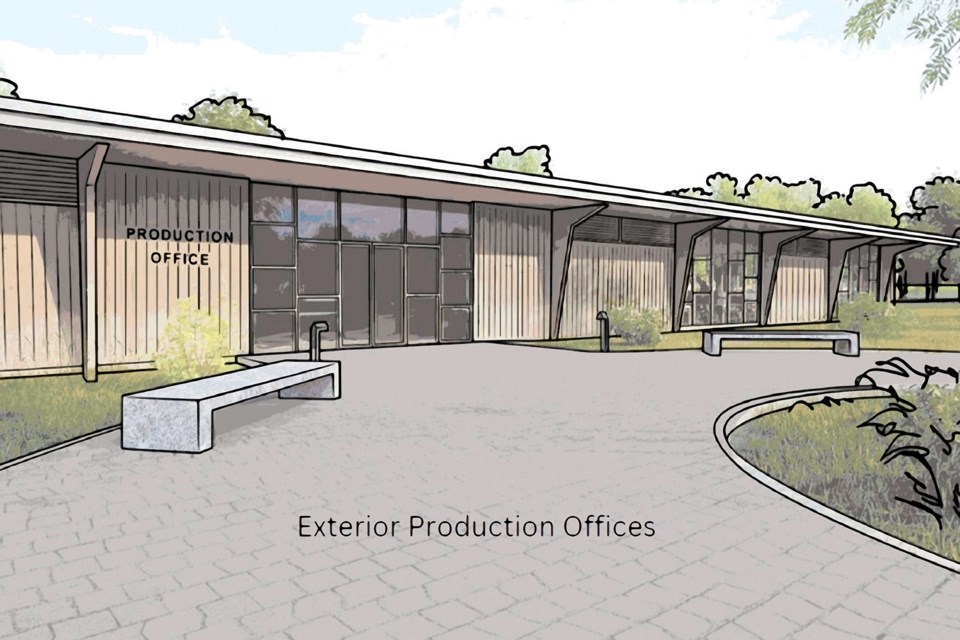 Artistic rendering of the production offices of Trillium Pictures' proposed studio project 