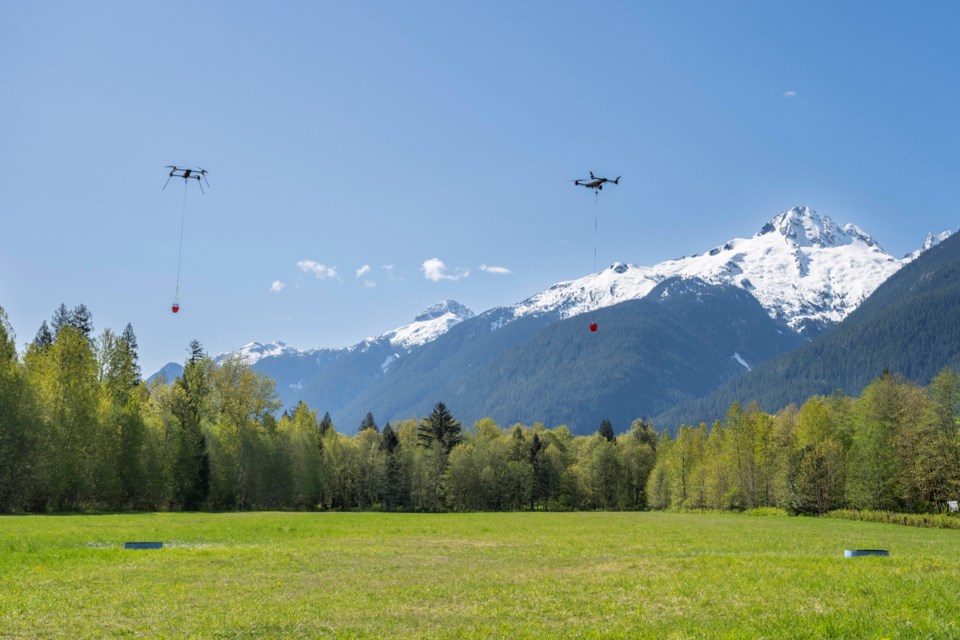 FireSwarm drone scaled testing in the Squamish Valley in April 2025