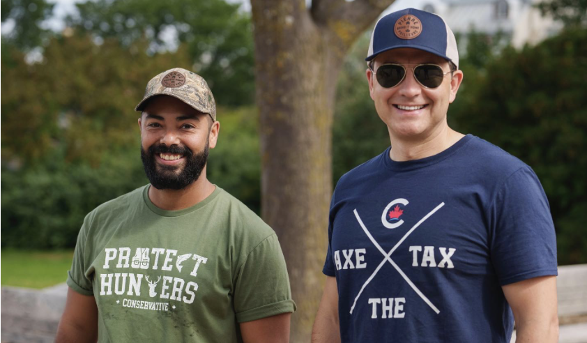 Pierre Poilievre modelling Conservative merchandise