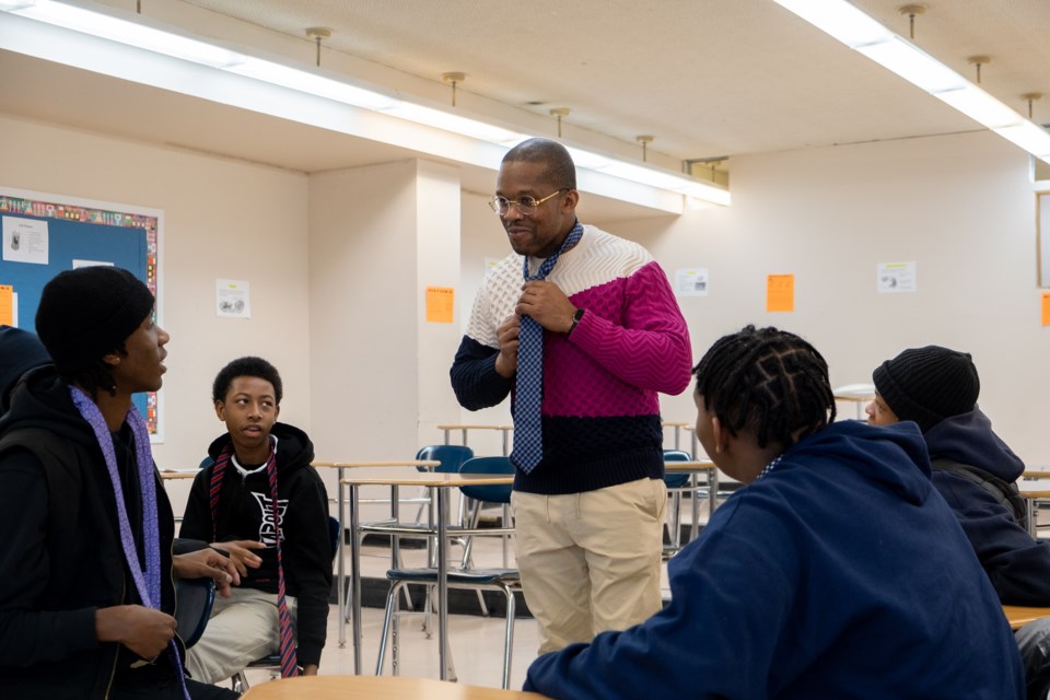 Dean Fuquan Lamont stepped in to hear Kersey’s lessons as well. He learned to knot a tie as a child through the Big Brother Big Sisters program. “I think it’s a good experience for them,” he said.