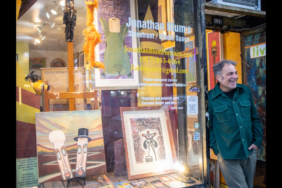 Artist Jonathan Blum at his studio on 5th Avenue in Park Slope.