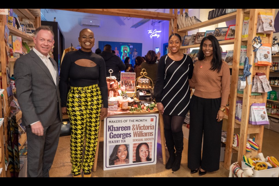Randy Peers, President and CEO of the Brooklyn Chamber of Commerce; Khareen Georges, owner of Teazert Tea; Victoria Willaims, owner of Sensual Society; and Krissy Moore, SVP at Wells Fargo