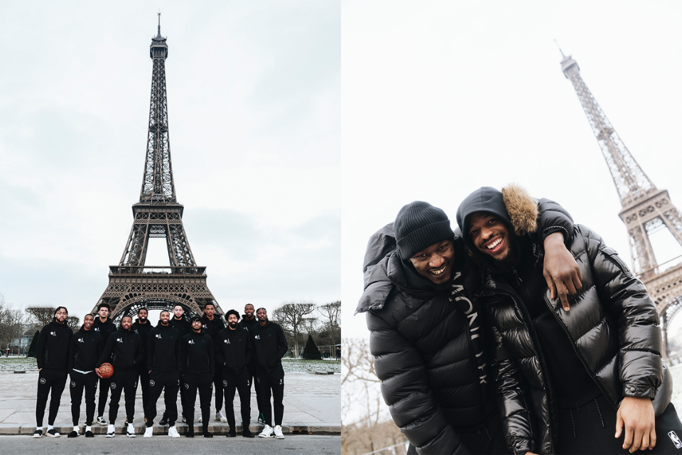 Brooklyn Nets in front of the Eiffel Tower.