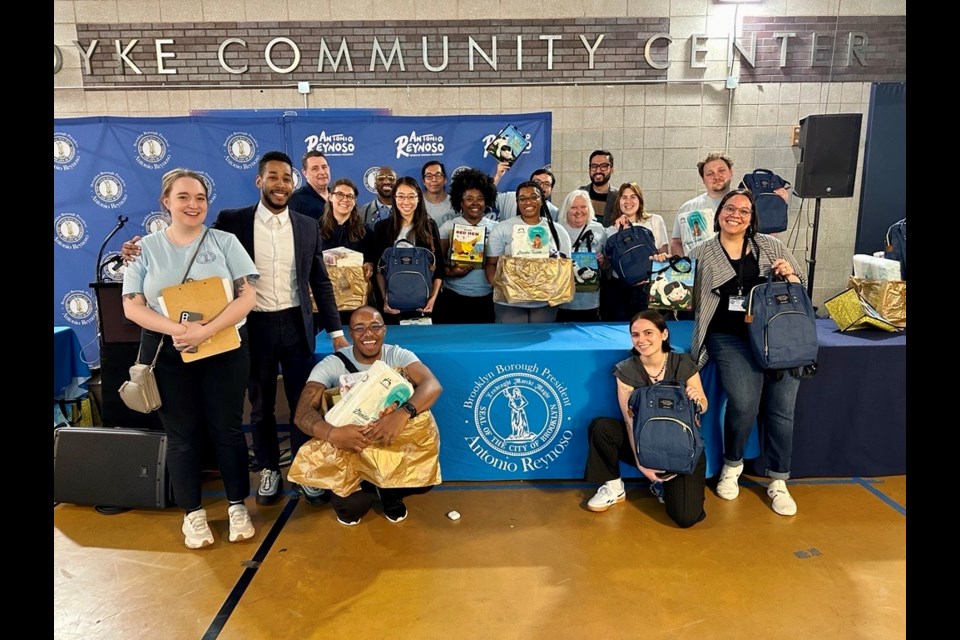 Brooklyn Borough President Antonio Reynoso threw a communal baby shower for new  and expecting moms in Brownsville on April 13. 2024. 