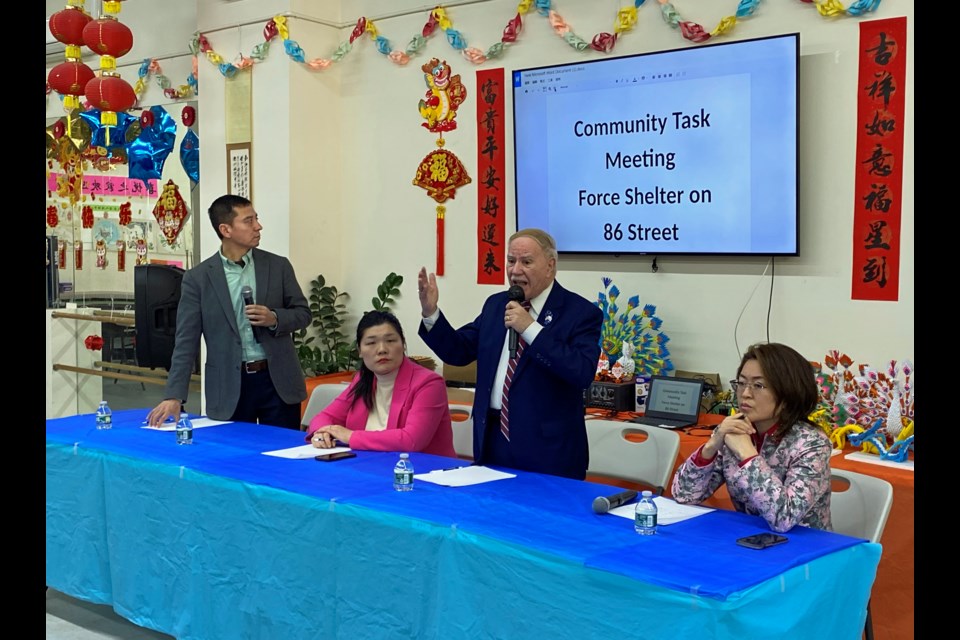 Assemblyman William Colton addressed the crowd while Chief of Staff Larry He, Councilmember Susan Zhuang and Lina Chen listened.