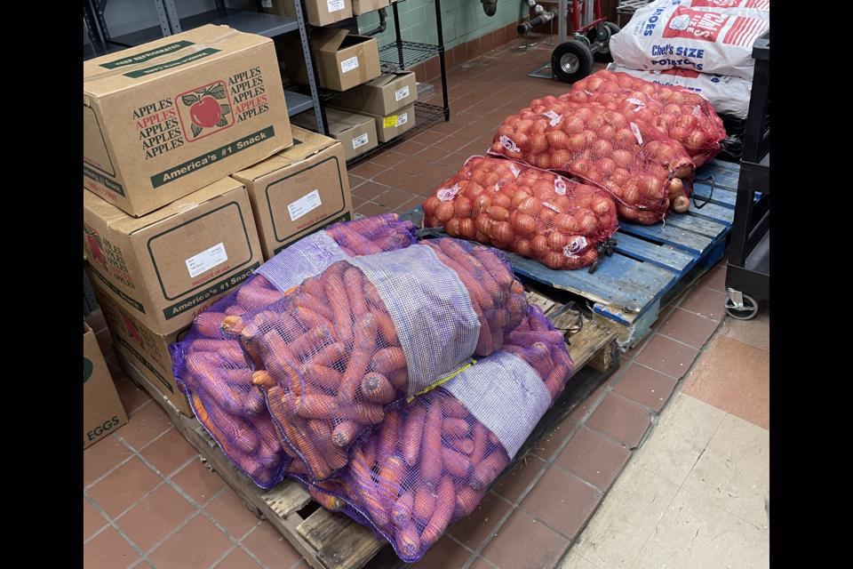 Carrots, potatoes, onions, and apples left over after delivery and distributions. Photo: Megan McGibney for BK Reader