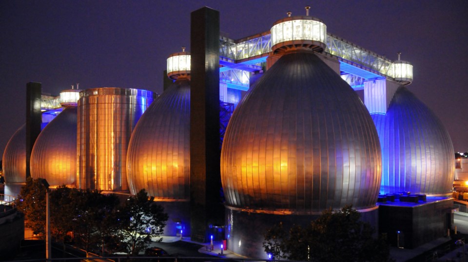 Anaerobic digesters at the Newton Creek Wastewater Treatment Plant in Brooklyn.