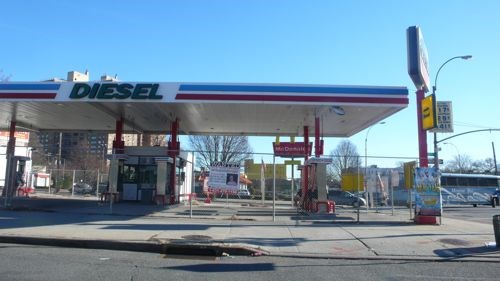 Shuttered gas station at 43 Empire Boulevard