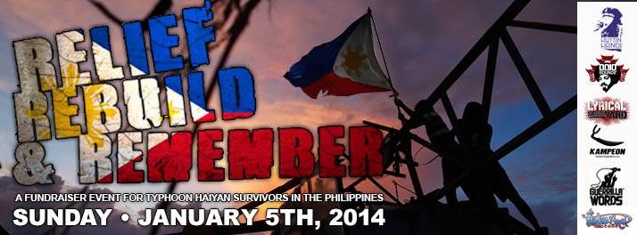 Relief. Rebuild. Remember. A fundraiser for Typhoon Haiyan Survivors in the Philippines