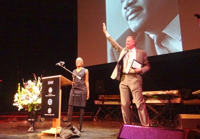 Mayor Bill de Blasio (r) with his wife Chirlane McCray