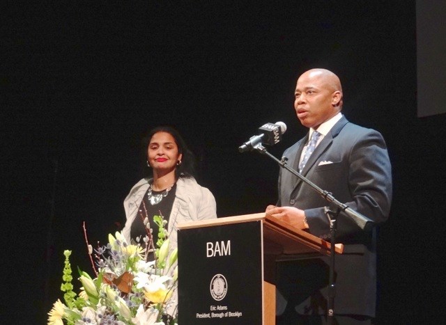 Brooklyn Borough President (r) Eric Adams and Deputy Borough President Diana Reyna