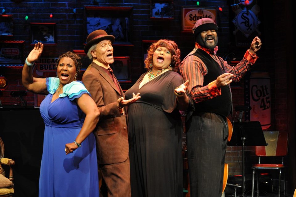 Sandra Reeves-Phillips, Mississippi Charles Bevel, Felicia Fields and Gregory Porter in Florida Stage's "Low Down Dirty Blues.