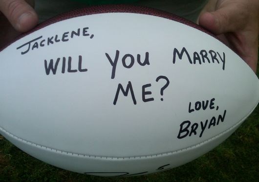 Proposing with a football