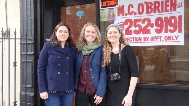 Maria Sigourney, Marie Clevering and Jessica Alonso, outside the storefront which will be transformed into The Stomping Ground