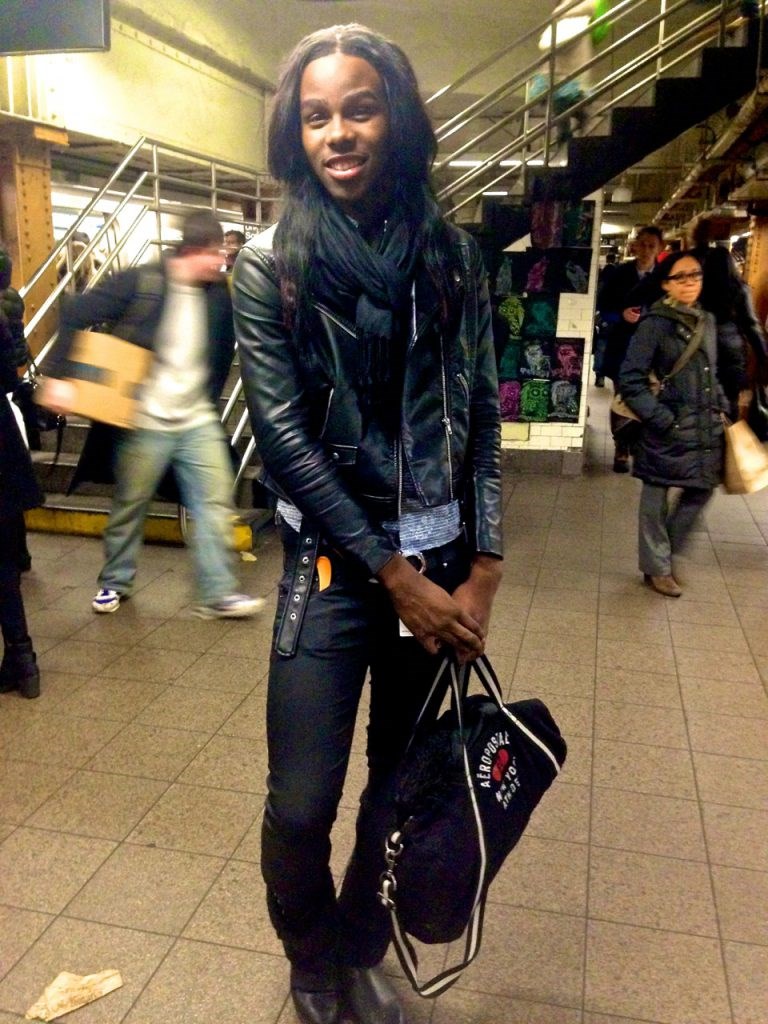 His name is Tyler Foster, and he's from East New York. In fact, that's where he was headed (E. NY) when we caught him on the L train platform at 14th Street/Union Square.
