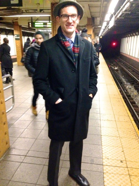 Meet Ben Wells from Williamsburg. We got this dapper young fella at 14th St/Union Sq station waiting for the L Train to Brooklyn