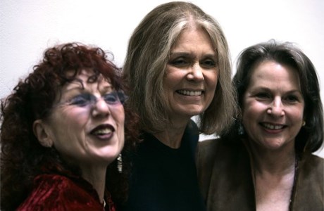 Judy Chicago, Gloria Steinem and Elizabeth A. Sackler (left to right) at the preview of the Brooklyn Museum's Elizabeth A Sackler Center for Feminist Art. Photograph: Mary Altaffer/AP