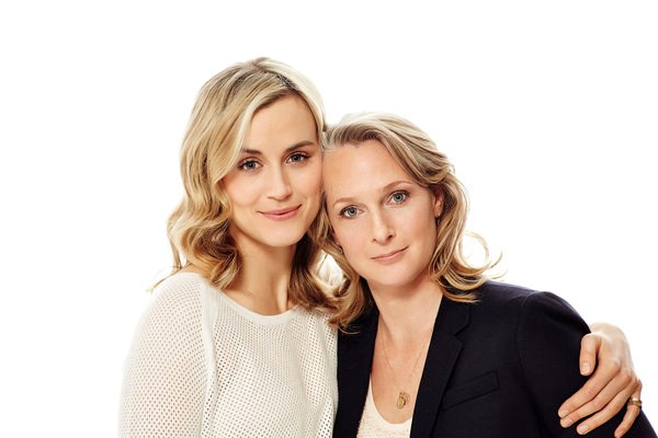 Piper Kerman (r) with actress Taylor Schilling who plays her character in "Orange is the New Black"