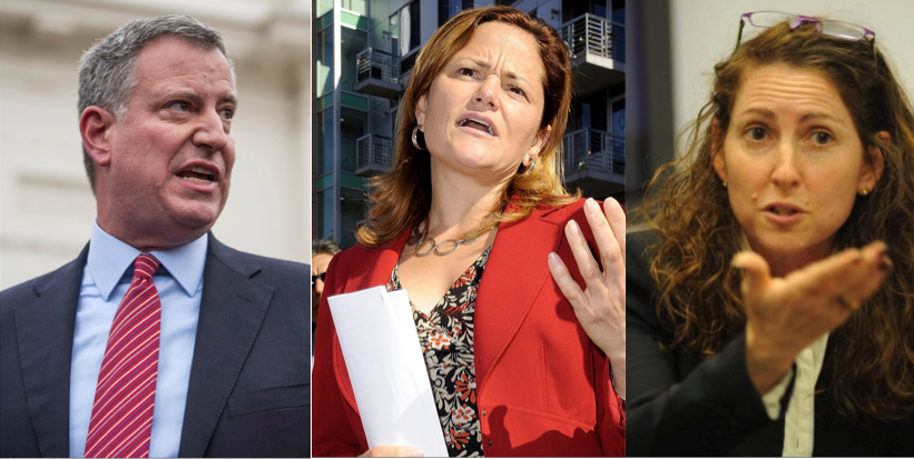 (l to r) Mayor Bill de Blasio, City Council Speaker Melissa Mark-Viverito and Eva Moskowitz, CEO of Success Academy Charter Schools