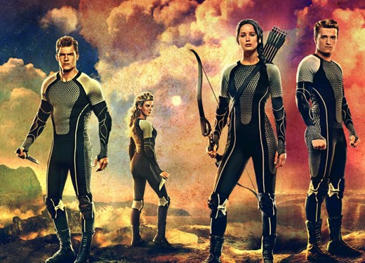 Characters from "Catching Fire," the second film adaptation of Suzanne Collins' Hunger Games trilogy