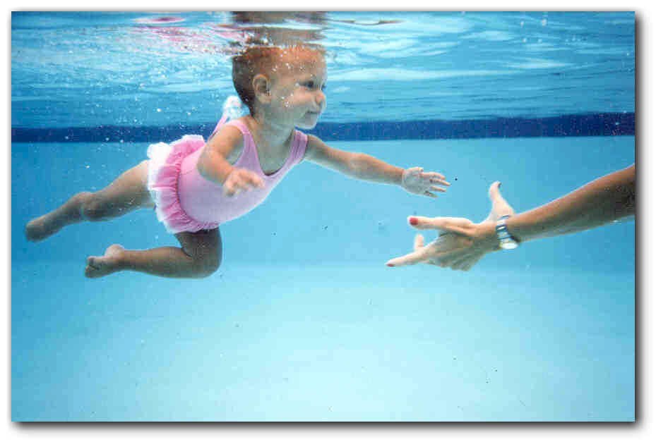 Baby swimming under water