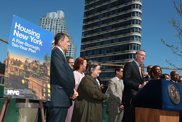 Mayor Bill de Blasio unveils 'Housing New York': A Five-Borough, 10-Year Housing Plan to Protect and Expand Affordability in Brooklyn on Monday, May 5, 2014.  Photos: Ed Reed for the Office of Mayor Bill de Blasio