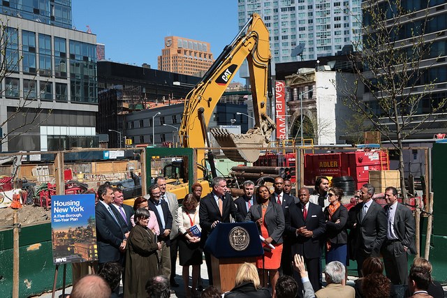 Mayor Bill de Blasio unveils 'Housing New York': A Five-Borough, 10-Year Housing Plan to Protect and Expand Affordability in Brooklyn on Monday, May 5, 2014.  Photos: Ed Reed for the Office of Mayor Bill de Blasio