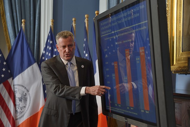 Mayor Bill de Blasio issues Executive Budget for Fiscal Year 2015 at City Hall on Thursday, May 8, 2014.  Photo: Rob Bennett for the Office of Mayor Bill de Blasio