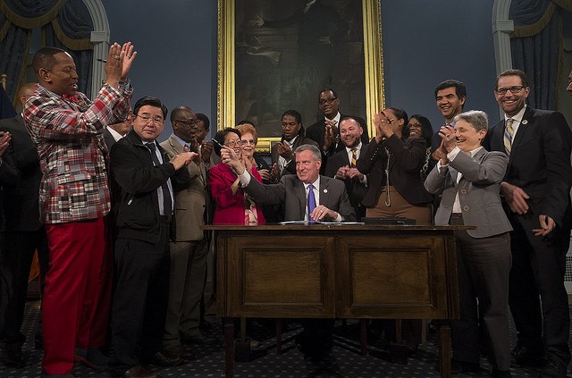 Mayor de Blasio Signs SCRIE Legislation into Law Photo: William Alatriste for the New York City Council