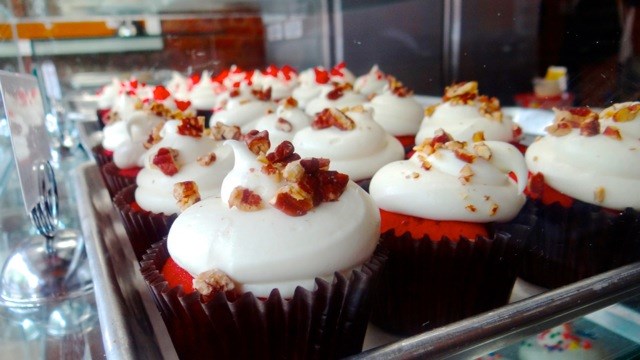 Red Velvet cupcakes with cream cheese icing at Sweet Lee's Desserts