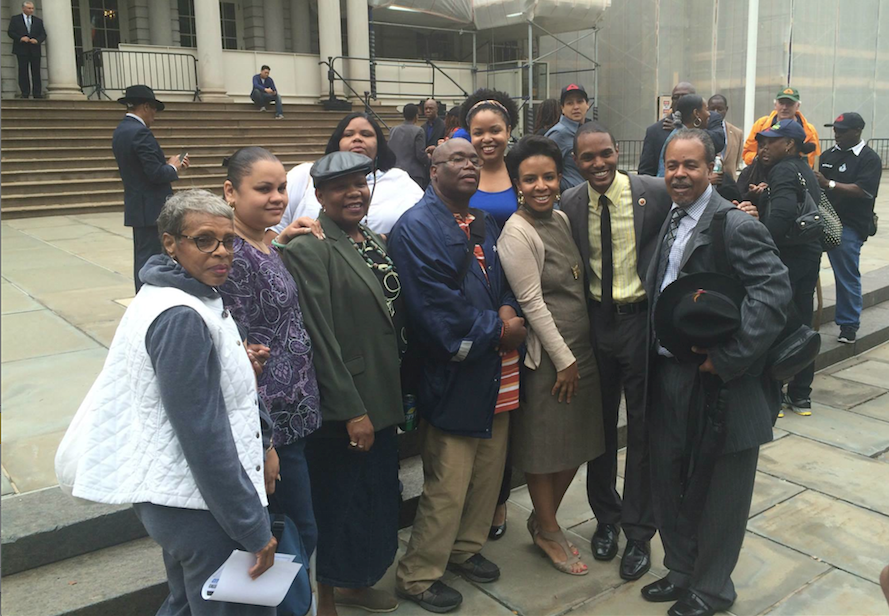 Laurie Cumbo at the press conference with City Councilmember Ritchie Torres, who chairs the Public Housing Committee