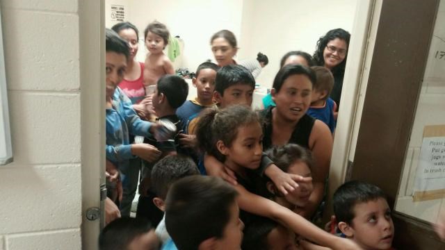 The office of Texas Congressman Henry Cuellar released this photo showing crowding at a Customs and Border Protection detention facility at an undisclosed location in South Texas.  It was taken in late May or early June of 2014.