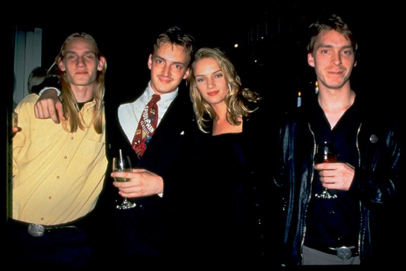 Actress Uma Thurman (second from right) and her brother Mipam Thurman (far left) in their younger days