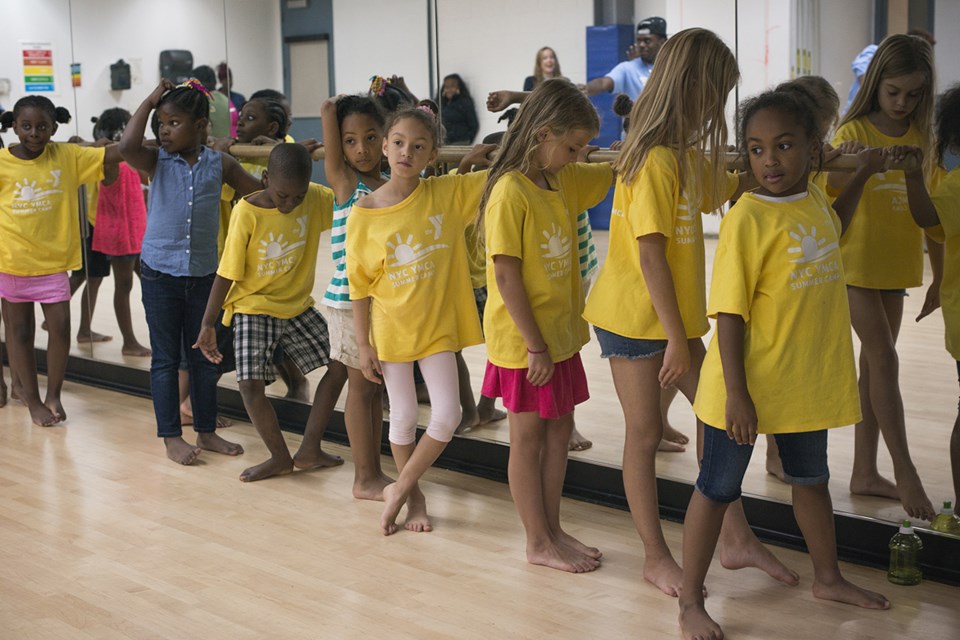 Bed-Stuy YMCA summer camp kids awaiting instruction from Michele Wiles