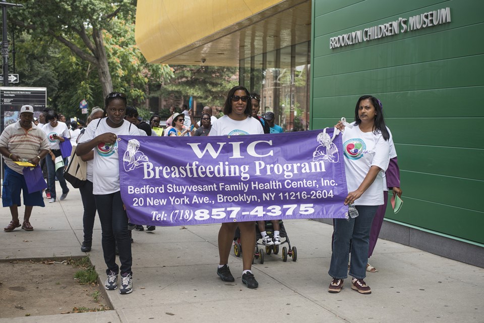 The breastfeeding rally passed by the Brooklyn Children's Museum 
