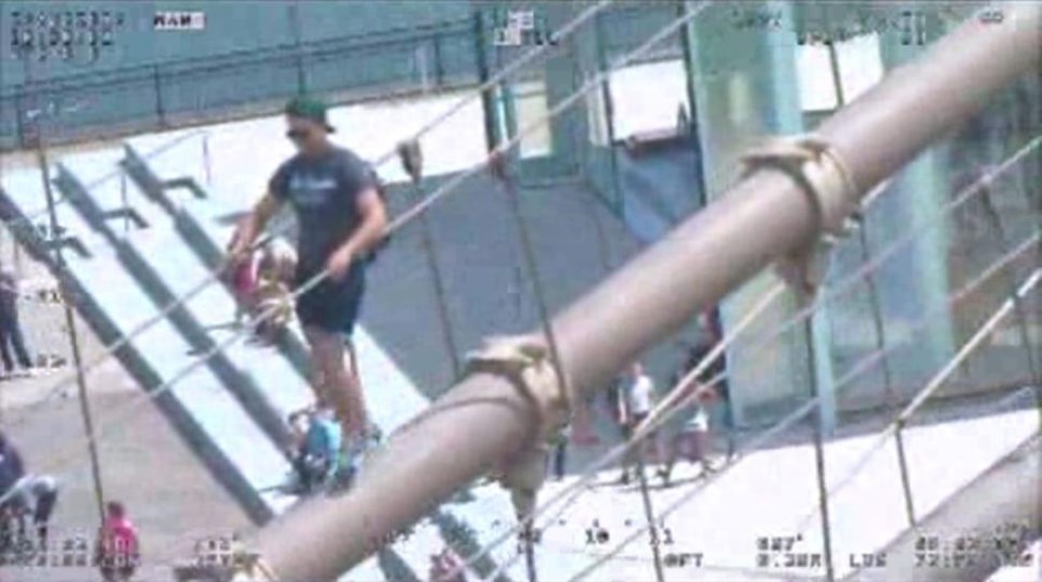 Surveillance Video Footage shows a tourist who was arrested by NYPD on Sunday for scaling the Brooklyn Bridge. Photo: DCPI