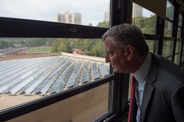 Solar panels installed on rooftop of Kennedy High School in the Bronx Photo: autoworldnews.com