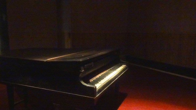 Old piano inside of the abandoned Bethel AME Church, restored for the exhibit "Bynam Cutler," and part of "Funk, God, Jazz and Medicine: Black Radical Brooklyn"