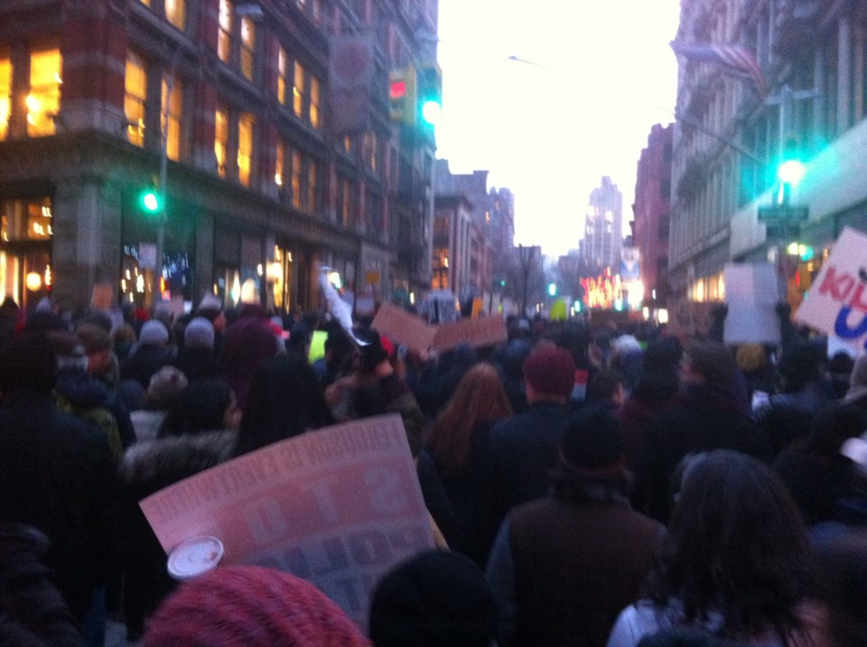 Eric Garner Protest. Hands up Don&#039;t Shoot.