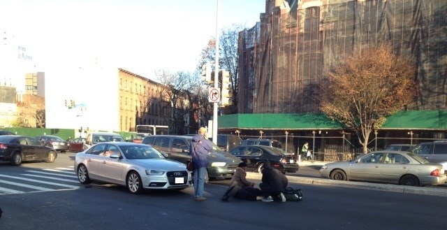 On November 21, 2014, a woman was hit by a car at Washington and Atlantic avenues while walking in the crosswalk She is just one of several pedestrians to have been hit at the intersection.  Photo: Roy Germano.
