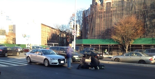 On November 21, 2014, a woman was hit by a car at Washington and Atlantic avenues while walking in the crosswalk She is just one of several pedestrians to have been hit at the intersection. Photo: Roy Germano.