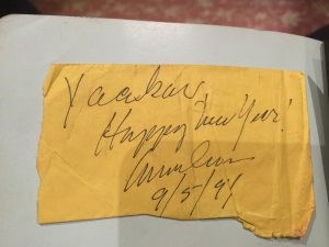 A personal autograph message from Gov. Mario Cuomo to Behrman in 1994. Photo: Rabbi Yaacov Behrman