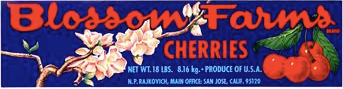 The shipping crate label for a cherry orchard near where I was raised in San Jose, California