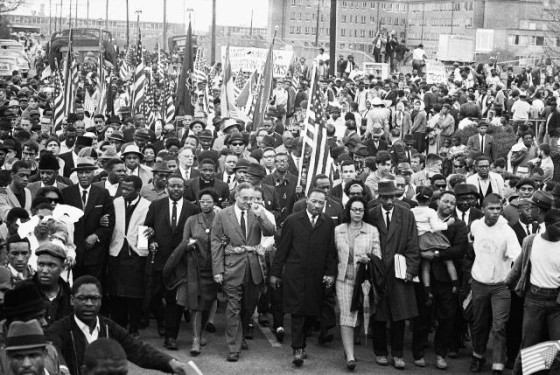 The march from Selma to Montgomery, Alabama, led by Dr. Martin Luther King, SNCC and community members