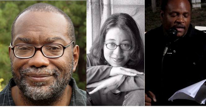 (l to r):  Poets Fred Moten, Tara Betts and Mel Cooke