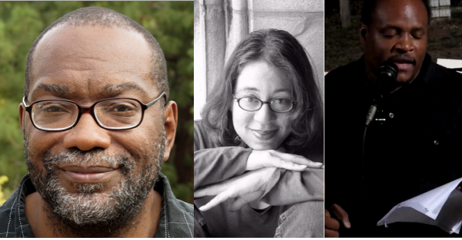 (l to r): Poets Fred Moten, Tara Betts and Mel Cooke