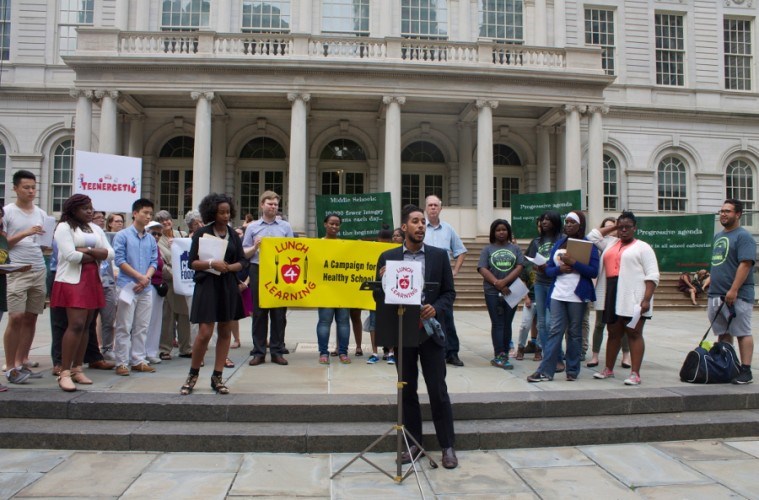 Universal Free Lunch Advocates Rally At City Hall